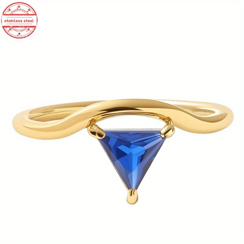 Fashion Elegant December Stainless Steel Triangle Ring